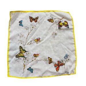 Vintage Kreier Brand White Butterfly Handkerchief‎